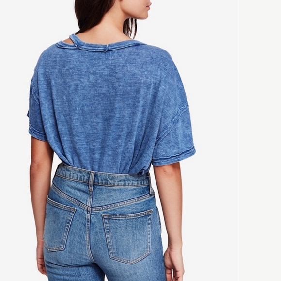FREE PEOPLE We The Free Alex Tee Blue Lagoon NWOT Size XS - Picture 8 of 11